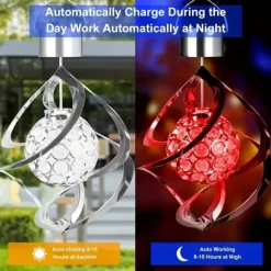OBOSOE Solar Powered Wind Chime & Lantern - Auto Color Changing, Vejrbestandig LED Udendørs Dekoration Til Have, Halloween