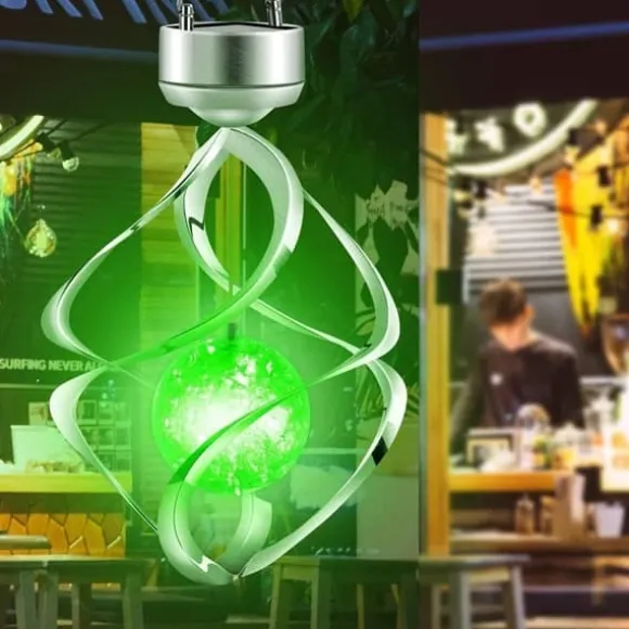 OBOSOE Solar Powered Wind Chime & Lantern - Auto Color Changing, Vejrbestandig LED Udendørs Dekoration Til Have, Halloween