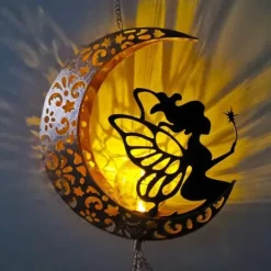 OBOSOE Solpowerad Moon Fairy Wind Chime med plettet glaskugle - Varm Testimony Wind Chime | Havepynt til veranda og græsplæne | Mindegave