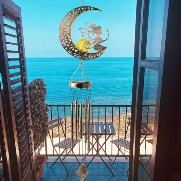 OBOSOE Solpowerad Moon Fairy Wind Chime med plettet glaskugle - Varm Testimony Wind Chime | Havepynt til veranda og græsplæne | Mindegave