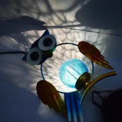OBOSOE Solpowerad Owl Wind Chime - 100 cm Vandtæt Aluminium/Jern Wind Chime | Fjernophængt dekoration til have og udendørs