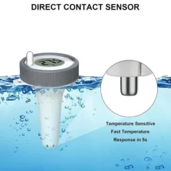 OBOSOE trådløst flydende pooltermometer med fjernaflæsning, LED-display og RCC – vandafvisende IPX8, perfekt til pool og spa