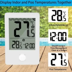 OBOSOE trådløst flydende pooltermometer med fjernaflæsning, LED-display og RCC – vandafvisende IPX8, perfekt til pool og spa