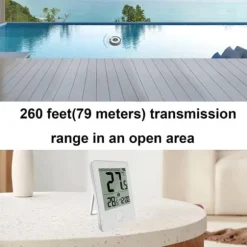 OBOSOE trådløst flydende pooltermometer med fjernaflæsning, LED-display og RCC – vandafvisende IPX8, perfekt til pool og spa