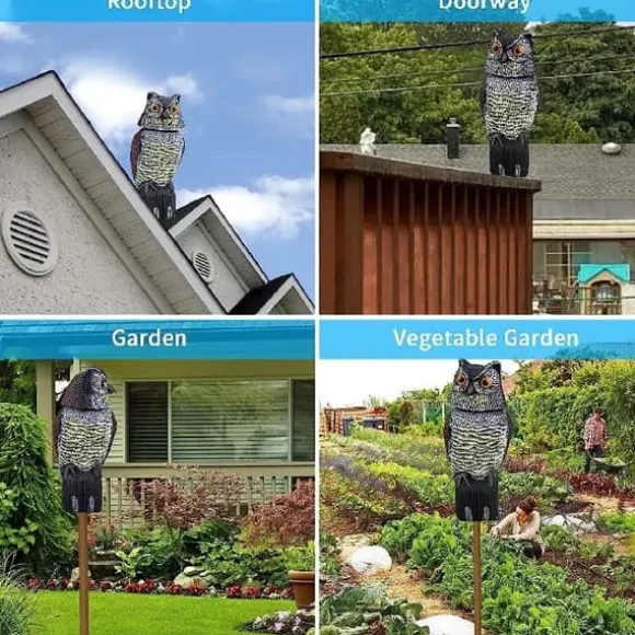OBOSOE ugletrappe med drejeligt hoved – havedekoration og udendørs statue til terrasse