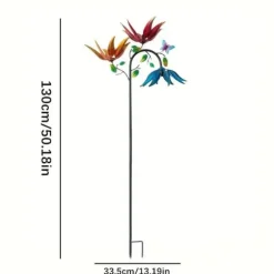 OBOSOE vinddrevet blomstervindmølle – farverig havedekoration, haveornament, udendørs skulptur