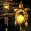OBOSOE Vindklokke med Solcelle & Skildpadde – Måneformet Lampe til Have, Altan & Gave til mor eller mormor