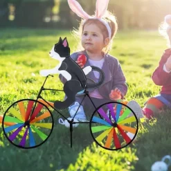 OBOSOE vindmølle med cykelkat – 3D havedekoration til udendørs brug