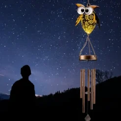 OBOSOE Vindspil med solcelle – Ugle i Metal til have, terrasse og gaver til mor og mormor