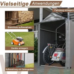 Opbevaringsrum 187x100x160 cm, cykelgarage, haveskur, lagerzelt, mørkegrå