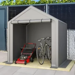 Opbevaringsrum 190x170x200 cm, cykelgarage, haveskur, redskabsskur, lagerzelt, mørkegrå