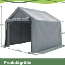 Opbevaringsrum 244x241x217cm, cykelgarage, haveskur, redskabsskur, lagerzelt, mørkegrå