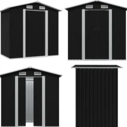 Opbevaringsskur til haven 204x132x186 cm stål antracitgrå - Haveskur - Haveskure - Home & Living