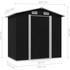 Opbevaringsskur til haven 204x132x186 cm stål antracitgrå - Haveskur - Haveskure - Home & Living