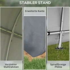 Opbevaringstelt 3×3 m, UV-beskyttelse, vandafvisende, stål/PE, grå, to rulleporte