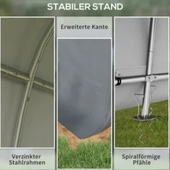 Opbevaringstelt 3×3 m, UV-beskyttelse, vandafvisende, stål/PE, grå, to rulleporte
