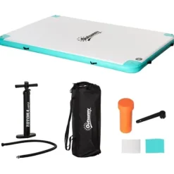 Oppustelig flydeø 304×204×15 cm, op til 500 kg, til pool & sø