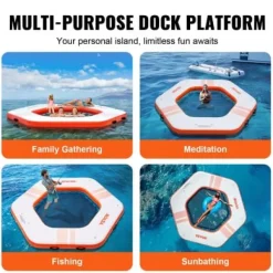Oppustelig flydende dock, 259x20,3 cm, hvid, trampolin net pool