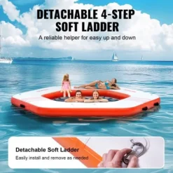 Oppustelig flydende dock, 259x20,3 cm, hvid, trampolin net pool