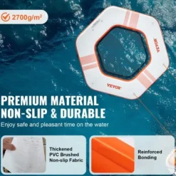 Oppustelig flydende dock, 259x20,3 cm, hvid, trampolin net pool