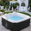 Oppustelig jacuzzi – 4 personer – 180 x 180 x 63 cm – 799L – Rund – 120 massagedyser – Til indendørs og udendørs brug – Med varme, isolerende overtræk | CDON