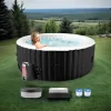 Oppustelig oval spa med LED-belysning – 2 personer – 90 bobledyser – 2400W – Ø 180 x 120 x 65 cm – Inklusive overtræk, bund og filterpumpe