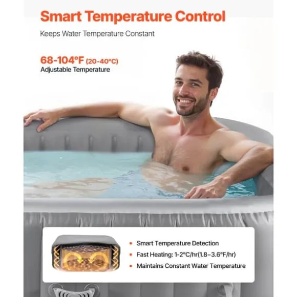 Oppusteligt Spa, 4-6 Personer, 1850 x 660 mm, Firkantet Bærbar, Udendørs Brug, Robust Og Komfortabel