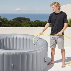 Oppusteligt Spabad 2-4 Personer, 1800x660 mm Rund, Bærbar Udendørs Spa, Komfortabel og Slidstærk