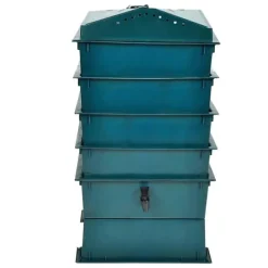 Ormekompostbeholder med 4 bakker til effektiv affaldshåndtering | Størrelse: 42x42x60 cm