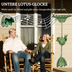 Outsunny 3 stk. Grøn Regnkæde i Metal - 123cm - Med Kolibri & Lotusklokke Dekoration - Til Tagrender