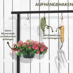 Outsunny Blomsterhylde med 3 niveauer, Naturtræ & Metal, 80x36x174cm