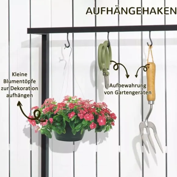 Outsunny Blomsterhylde med 3 niveauer, Naturtræ & Metal, 80x36x174cm