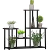 Outsunny Blomsterreol - Metal, Sort, 4 Niveauer, 91x25x83cm