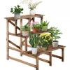 Outsunny Blomstertrappe i Fyrretræ - 3 Trin - Natur - 80 x 80 x 78 cm