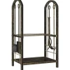 Outsunny Brndestativ 43x30x74cm Espressobrun Metal med 4 pejsevrktj
