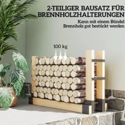 Outsunny 2-delt Brændestativ i Metal - Sort, 33,5x10x15,5cm - Robust og Vejrbestandig