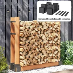Outsunny 2-delt Brændestativ i Metal - Sort, 33,5x10x15,5cm - Robust og Vejrbestandig