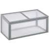 Outsunny drivhus af grantræ og polycarbonat, grå, 90x46x40cm