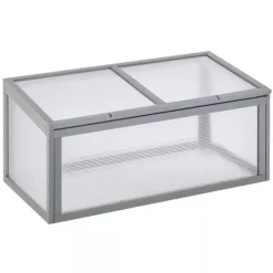 Outsunny drivhus af grantræ og polycarbonat, grå, 90x46x40cm