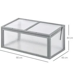 Outsunny drivhus af grantræ og polycarbonat, grå, 90x46x40cm