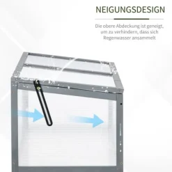 Outsunny drivhus af grantræ og polycarbonat, grå, 90x46x40cm
