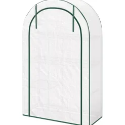Outsunny drivhus hvid stål plast 100x45x160 cm 4 niveauer lynlåsdør