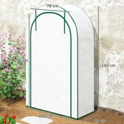 Outsunny drivhus hvid stål plast 100x45x160 cm 4 niveauer lynlåsdør