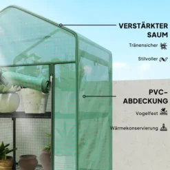 Outsunny Drivhus med 5 Hylder, Gr'n Plast/St'l, 69x49x193 cm