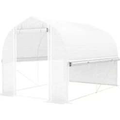 Outsunny Drivhus Tunnel 3x2x2m Hvid PP/Galvaniseret Stål med 4 Vinduer og Dør, UV-resistent Folie, Luftig Ventilation, Ideel til Haver
