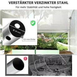 Outsunny Drivhus Tunnel 3x2x2m Hvid PP/Galvaniseret Stål med 4 Vinduer og Dør, UV-resistent Folie, Luftig Ventilation, Ideel til Haver