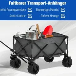 Outsunny Foldbar Håndvogn 360°, Havevogn med teleskophåndtag, op til 20 kg, justerbar håndtagshøjde