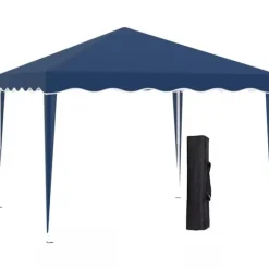 Outsunny Foldbar Pavillon 3x3m, Blå, Stål/Oxford, UV-beskyttelse, Justerbar Højde, Transporttaske