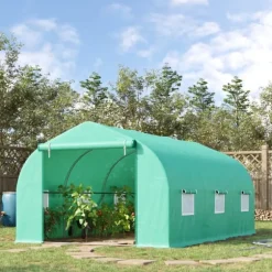 Outsunny Folievæksthus Drivhus Plantehus med Sadeltag 450 x 300B x 205H cm