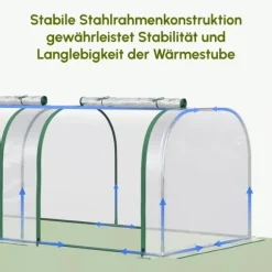Outsunny Folievæksthus, Gennemsigtig PVC, Stålramme, Tunnel Drivhus med Døør, 295 x 100 x 80 cm